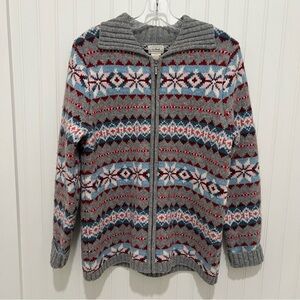 L.L. Bean thick Multicolor Fair Isle Zip-Up Sweater Wool